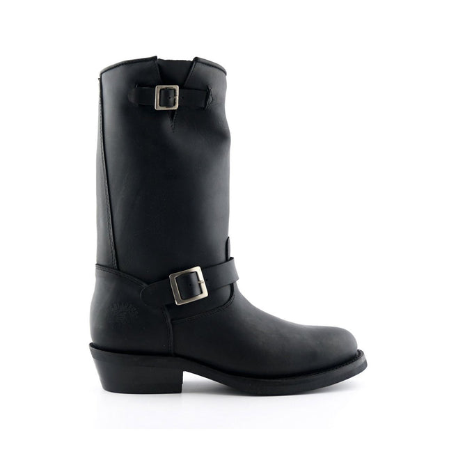 Grinders Unisex Black Smooth Sole Western Leather Boots - Rebel