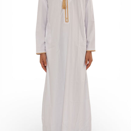 Kids Boys Ramadan White Moroccan Thobe Robe Emirati Eid Jubba- TT-003