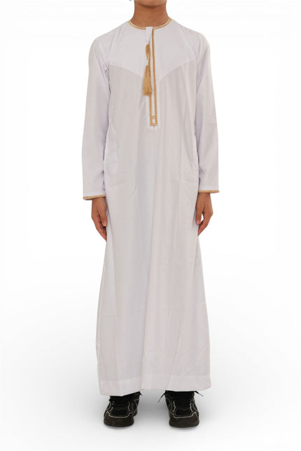 Kids Boys Ramadan White Moroccan Thobe Robe Emirati Eid Jubba- TT-003