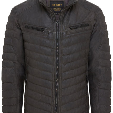 Men's Puffer Leather Biker Quilted Vintage Bomber Jacket