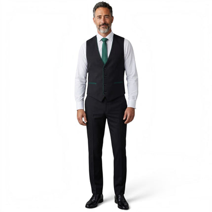 Men's Black Formal 3 Piece Tailored Fit Plain Suit - IM4