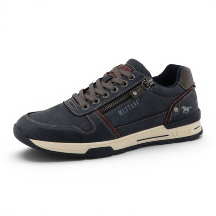 Mustang Men's Navy Faux Leather Trainer Sneaker Shoes - M0281006