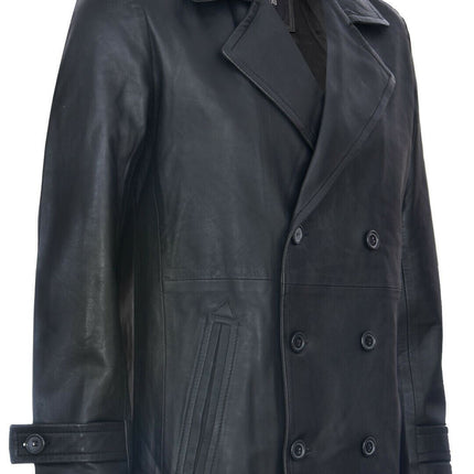 Mens Leather Peacoat-Amara