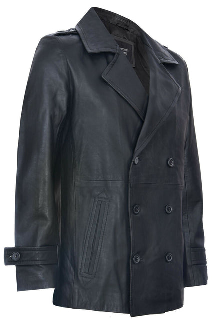 Mens Leather Peacoat-Amara