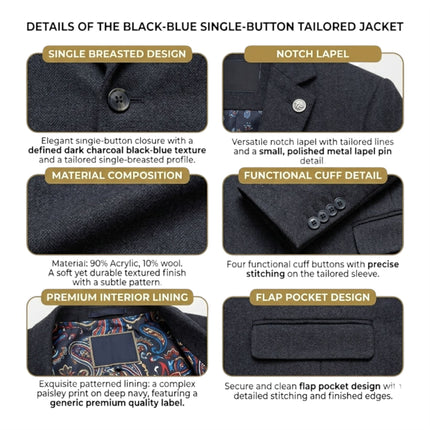 Women's Black Herringbone Wool Tweed Blazer Waistcoat 2 Piece Set - WS-1