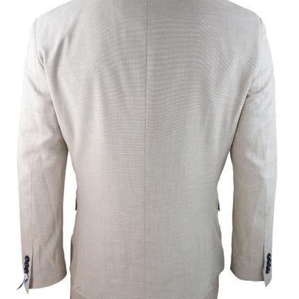 Mens 3 Piece Cream Linen Summer Spring Classic Suit