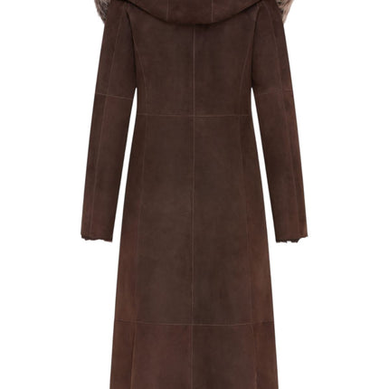 Womens Suede Toscana Sheepskin Hooded Trench Coat-Rushden