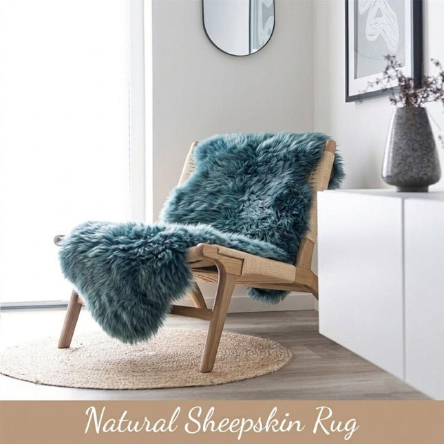 Genuine Sheepskin Diamond Blue Double Natural Fluffy Silky Soft Real Wool Rug