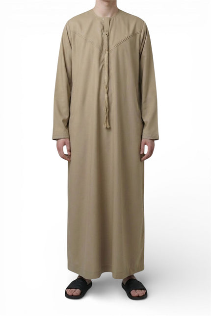 Men's Eid Beige Moroccan Jubba Robe Djellaba Ramadan Eid Thobe - HM11