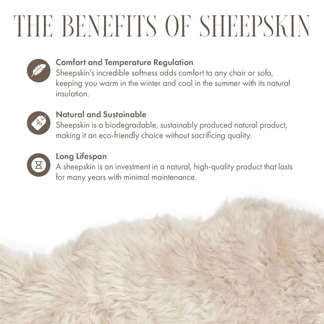 Genuine Sheepskin Cream Quad Natural Fluffy Silky Soft Real Wool Rug