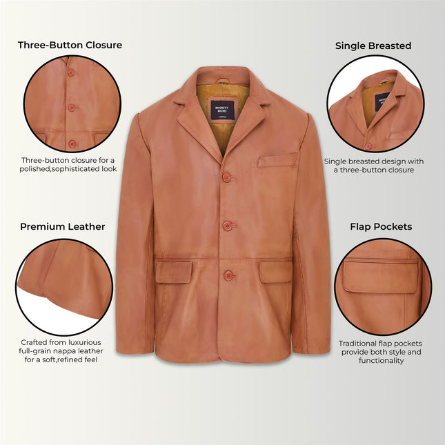 Mens Genuine Leather Blazer Soft Real Italian Tailored Vintage Jacket Coat