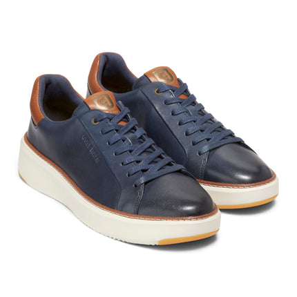 Cole Haan Men's GrandPro Luxe Mile Trainer Blue Leather Sneakers - C37158