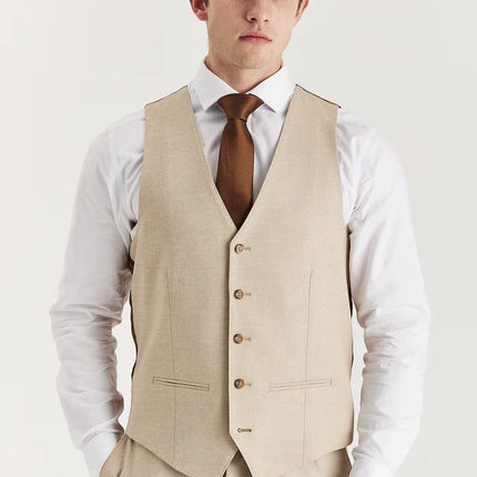 Men's Beige Lightweight Summer Wedding Party Waistcoat