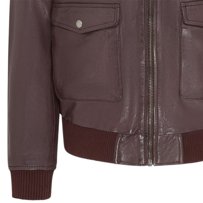 Men’s Brown Leather Bomber G-1 Aviator Collar Jacket  - Maverick