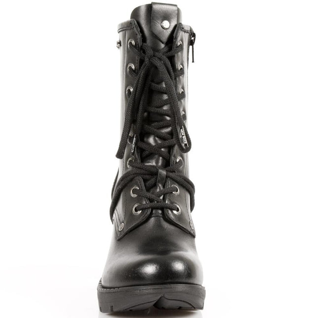 New Rock Ladies Black Leather Gothic Trail Boots - TR001-S1