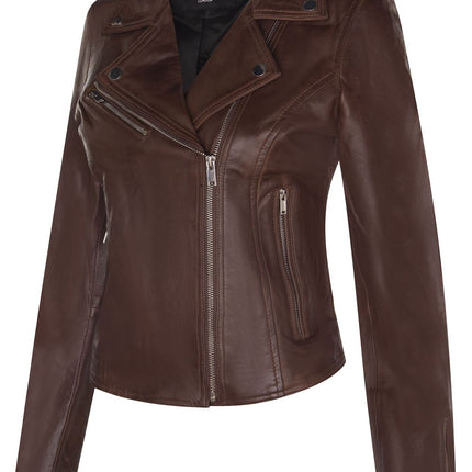 Womens Leather Classic Biker Brando Jacket-Baku