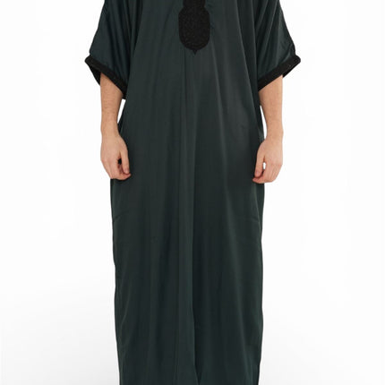 Men's Green Black Moroccan Thobe Jubba Robe Eid Djellaba Gandoura