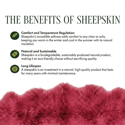 Genuine Red Rose Sheepskin Natural Silky Soft Fluffy Real Wool Rug