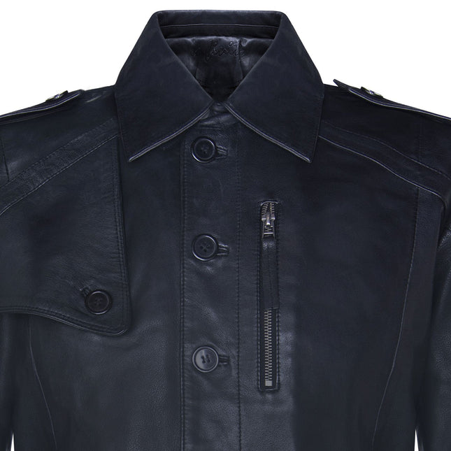 Mens Leather Trench Coat-Hamburg