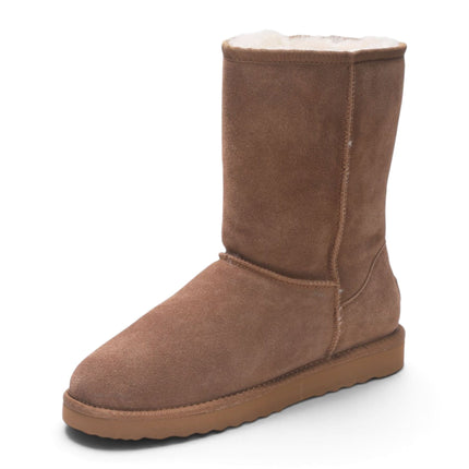 Men's Genuine Sheepskin Chestnut Suede Winter Ankle Boots - Denver