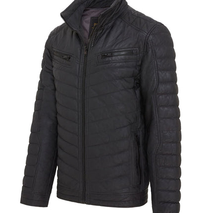 Men's Puffer Leather Biker Quilted Vintage Bomber Jacket