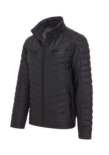 Men's Puffer Leather Biker Quilted Vintage Bomber Jacket
