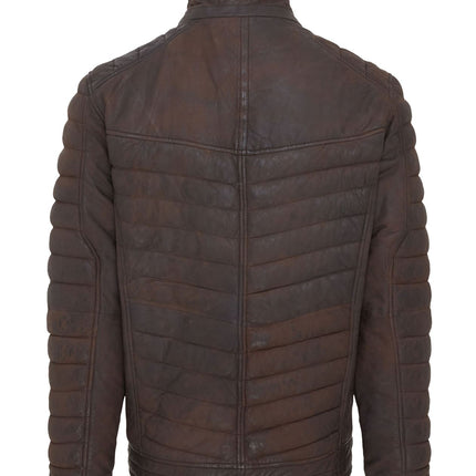 Men's Puffer Leather Biker Quilted Vintage Bomber Jacket