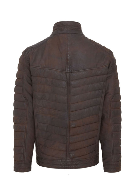 Men's Puffer Leather Biker Quilted Vintage Bomber Jacket