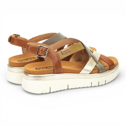 Pikolinos Women's Brown Leather Extra-Light Summer Wedge Sandals - Palma