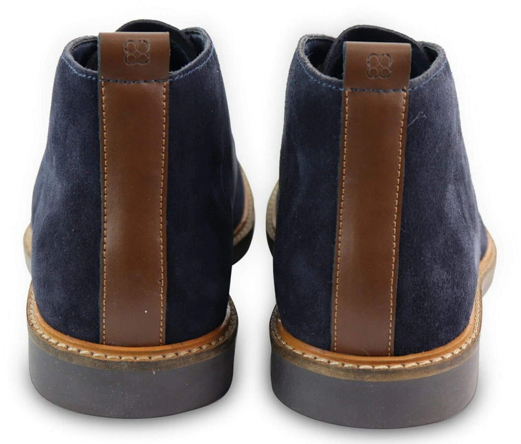 Mens Navy Suede Lace Up Chukka Boots
