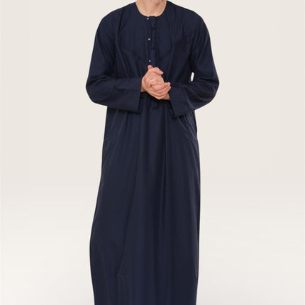 Men's Eid Navy Blue Moroccan Jubba Robe Djellaba Ramadan Eid Thobe - HM11