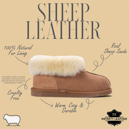 Women's Sheepskin Suede Ankle Tan Slip-On Bootie Winter - Glacier