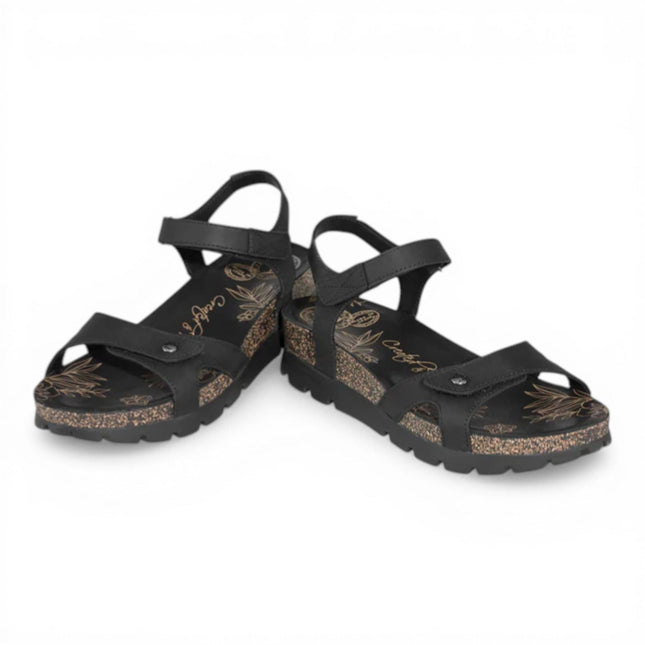 Panama Jack Women's Wedge Black Leather Platform Sandals -  Sulia B2