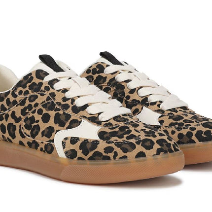 Blowfish Malibu Womens Leopard Brown Lace-Up Sneakers - Tastic