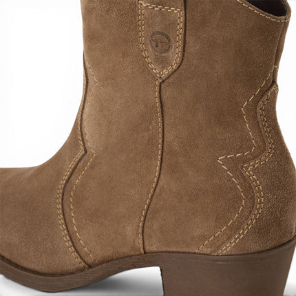 Tamaris Women’s Camel Brown Suede Leather Cowboy Western Ankle Boots - 25702-41