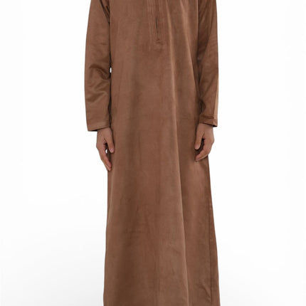 Kids Boys Hooded Eid Camel Brown Moroccan Jubba Robe Ramadan Eid Thobe - K-HM12