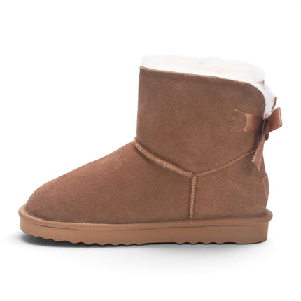 Women's Chestnut Tan Genuine Sheepskin Real Fur Winter Ankle Boots - Eclipse