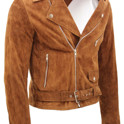 Mens Goat Suede Leather Brando Biker Jacket-Melbourne