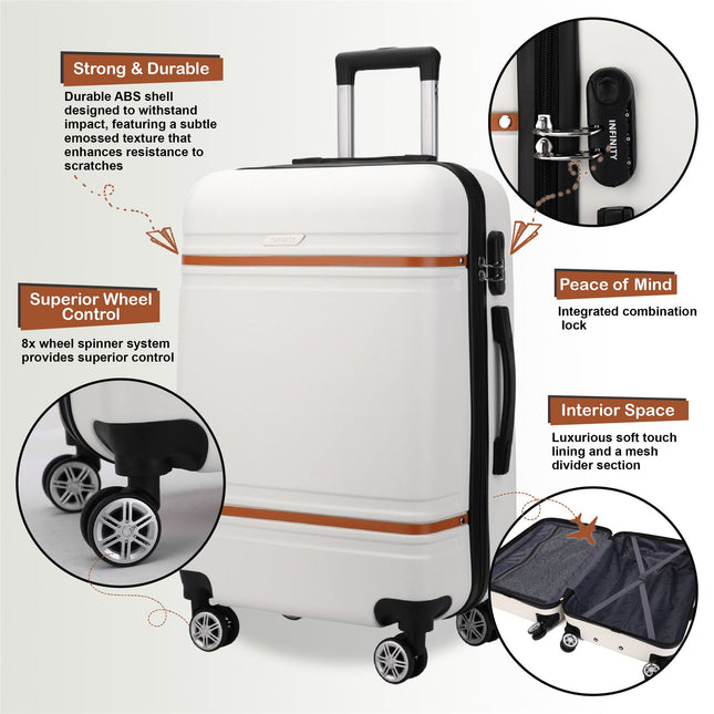 Hard Shell Cabin 36 x 22 x 56 cm ABS Suitcase Suitable for Easyjet, Ryanair, Wizzair