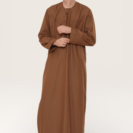 Men's Eid Camel Brown Moroccan Jubba Robe Djellaba Ramadan Eid Thobe - HM11