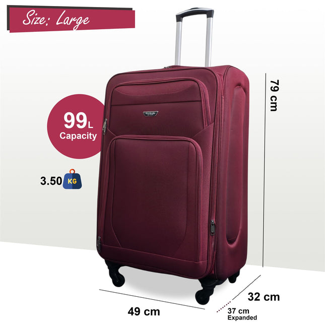 Soft Shell Lightweight Nylon Suitcase Set 4 Wheel Travel Case Holiday Bags