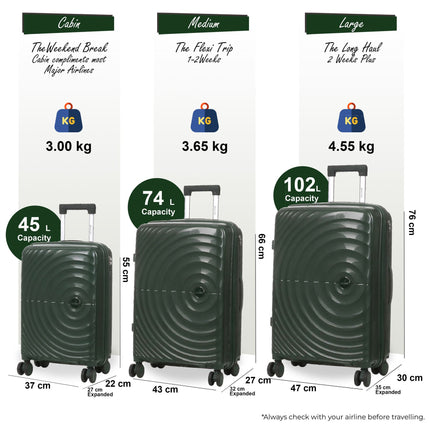 Expandable Hard Shell 8 Wheels Luggage Travel Cabin Suitcase Set