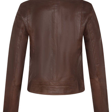 Womens Leather Classic Biker Brando Jacket-Baku