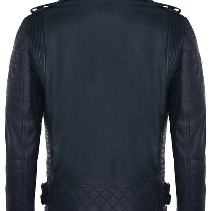 Mens Slim-Fit Double Zip Brando Leather Biker Jacket-Cairo