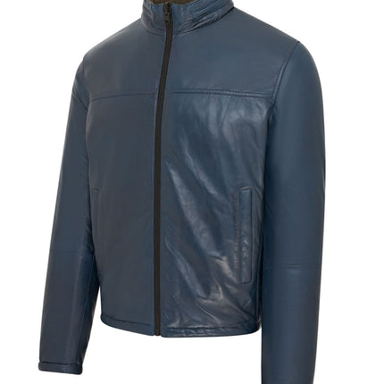 Mens Reversible Hooded Leather Jacket Premium Lambskin Napa