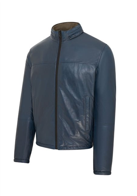 Mens Reversible Hooded Leather Jacket Premium Lambskin Napa
