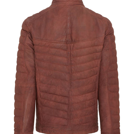 Men's Puffer Leather Biker Quilted Vintage Bomber Jacket