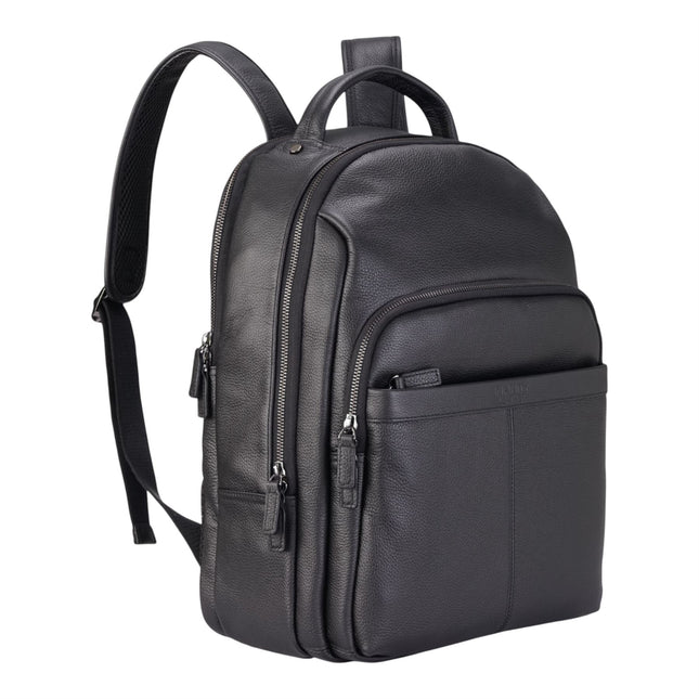 Genuine Leather Black Vintage Rucksack Laptop Bag Travel Backpack - Capri