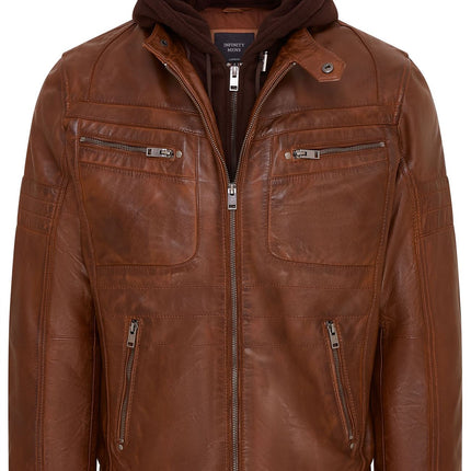 Mens Air Force Hooded Bomber Aviator Real Leather Flight Bomber Jacket