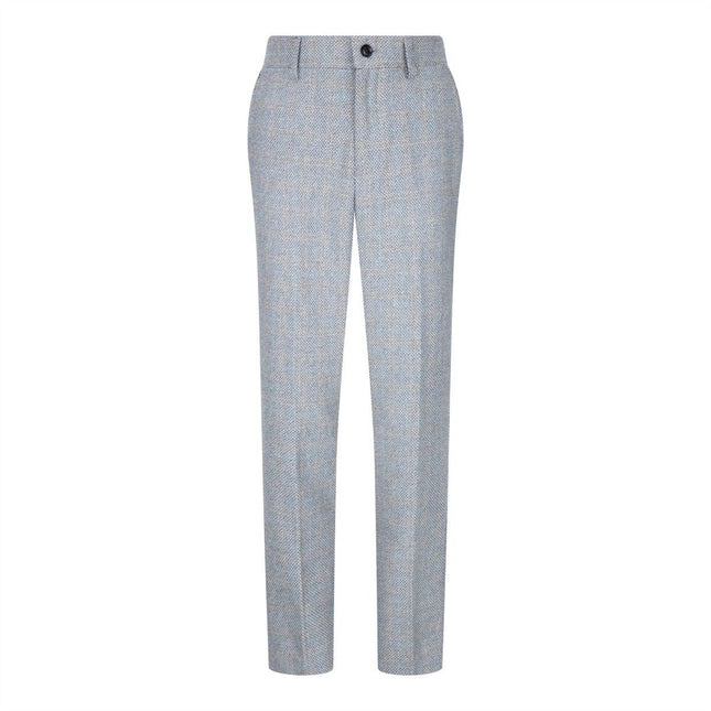 Boys 3 Piece Cream Tweed Check Vintage Retro Suit